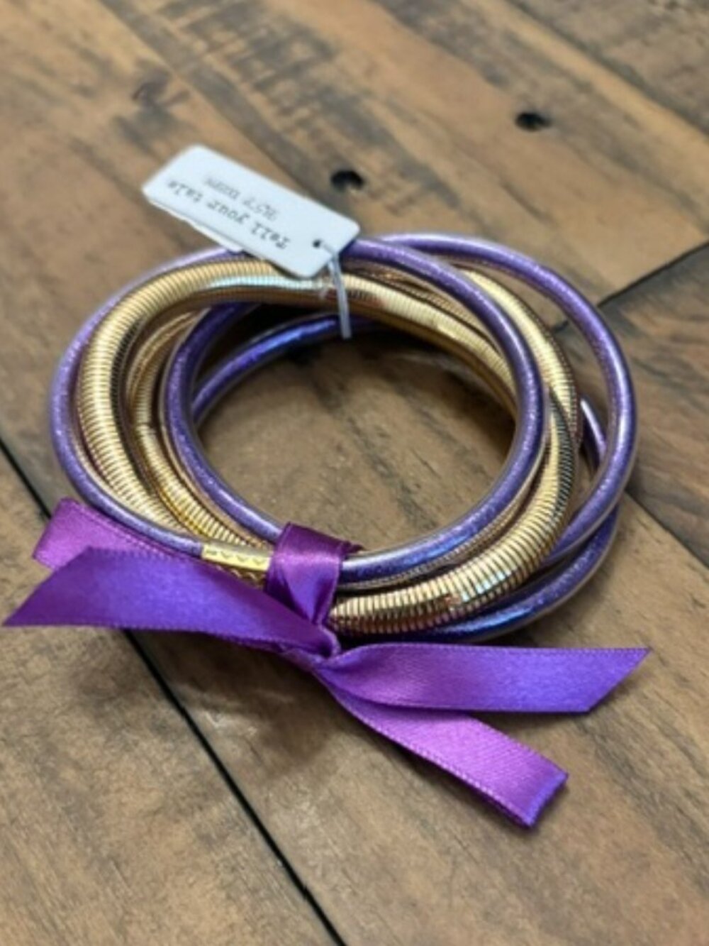 Purple & Gold Game Day Bracelet Set – 5 Piece Stack